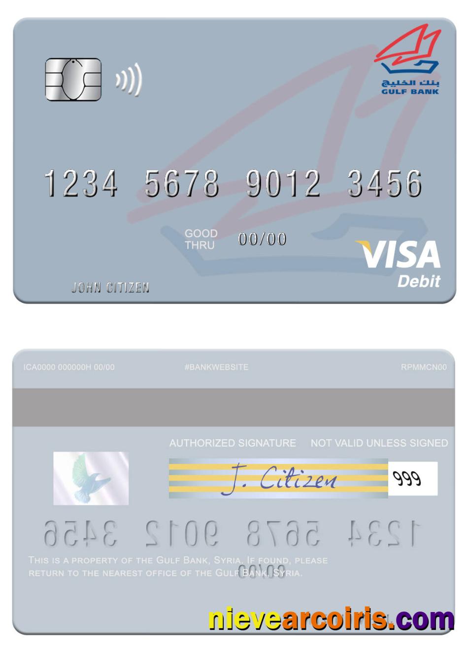 Syria Gulf Bank visa debit card